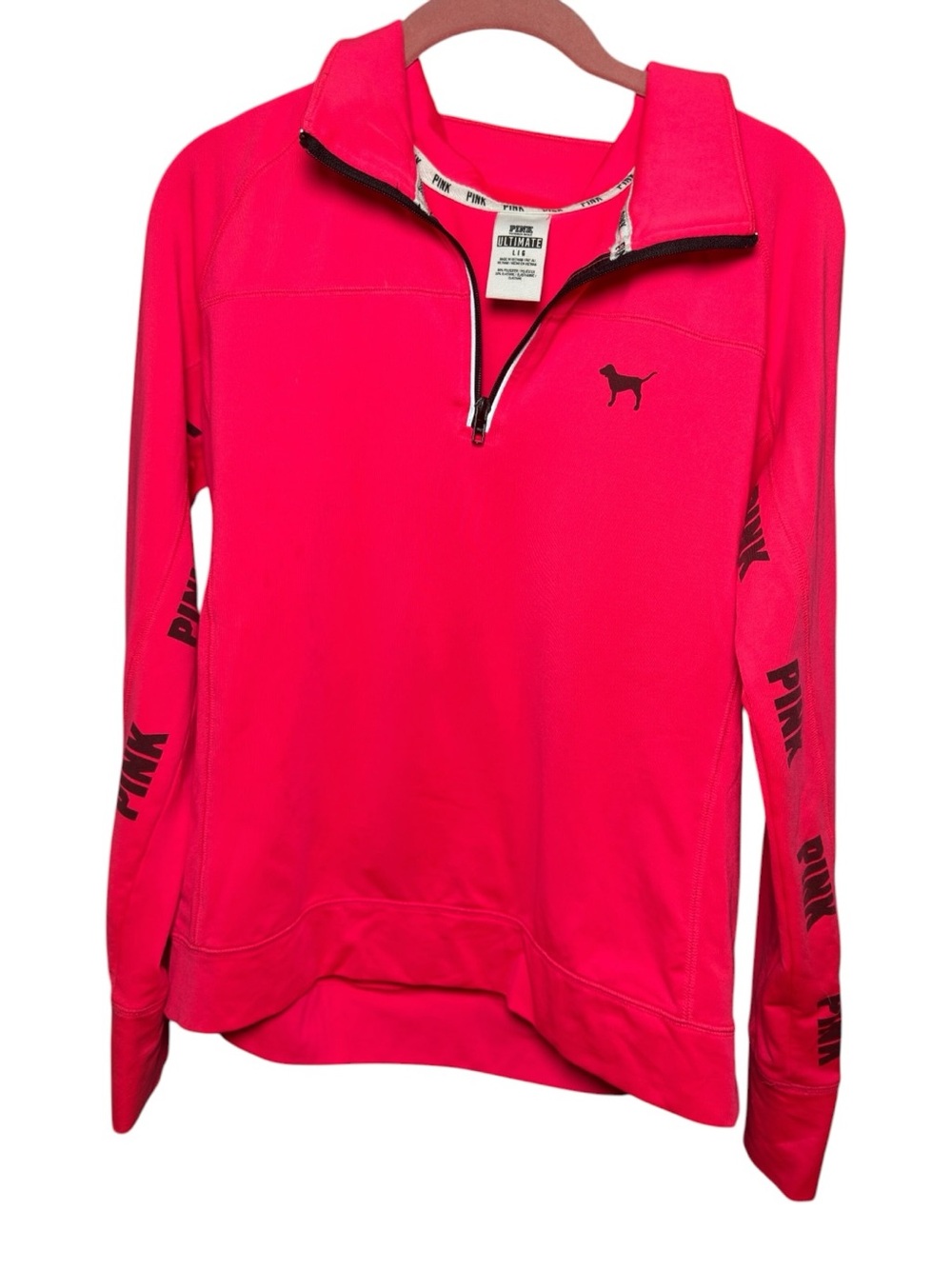 Victoria's Secret PINK Ultimate Quarter Zip Pullover Size L | Neon Hot Pink